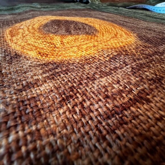 Two Vintage MCM Modern Art Boho Jute Pillow Covers 16X16 Square - Picture 3 of 7